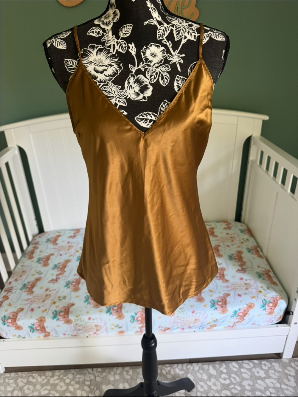 Zara Silky Spaghetti Strap Cami Tank Top - Golden Brown